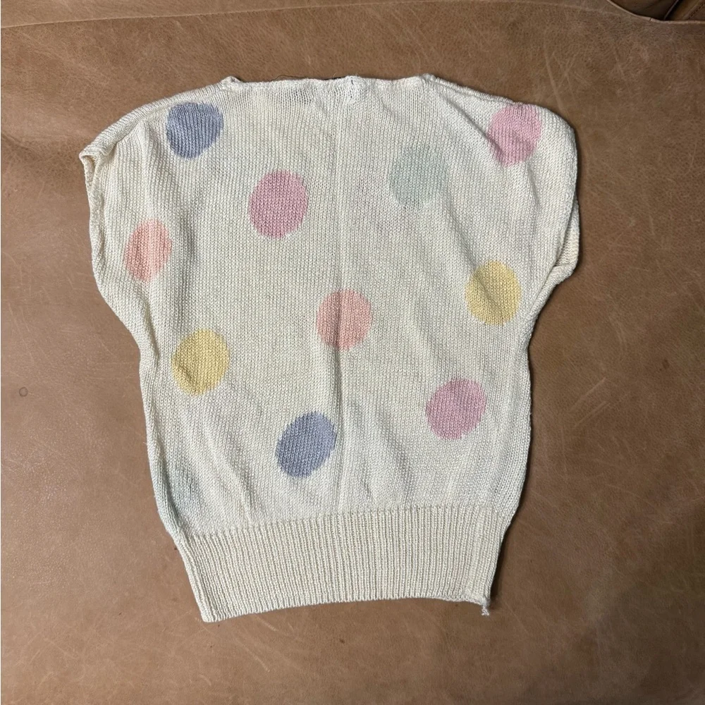 Vintage 80s Stirling Cooper Polka Dot Short Sleeve Sweater Women’s Size 6/7